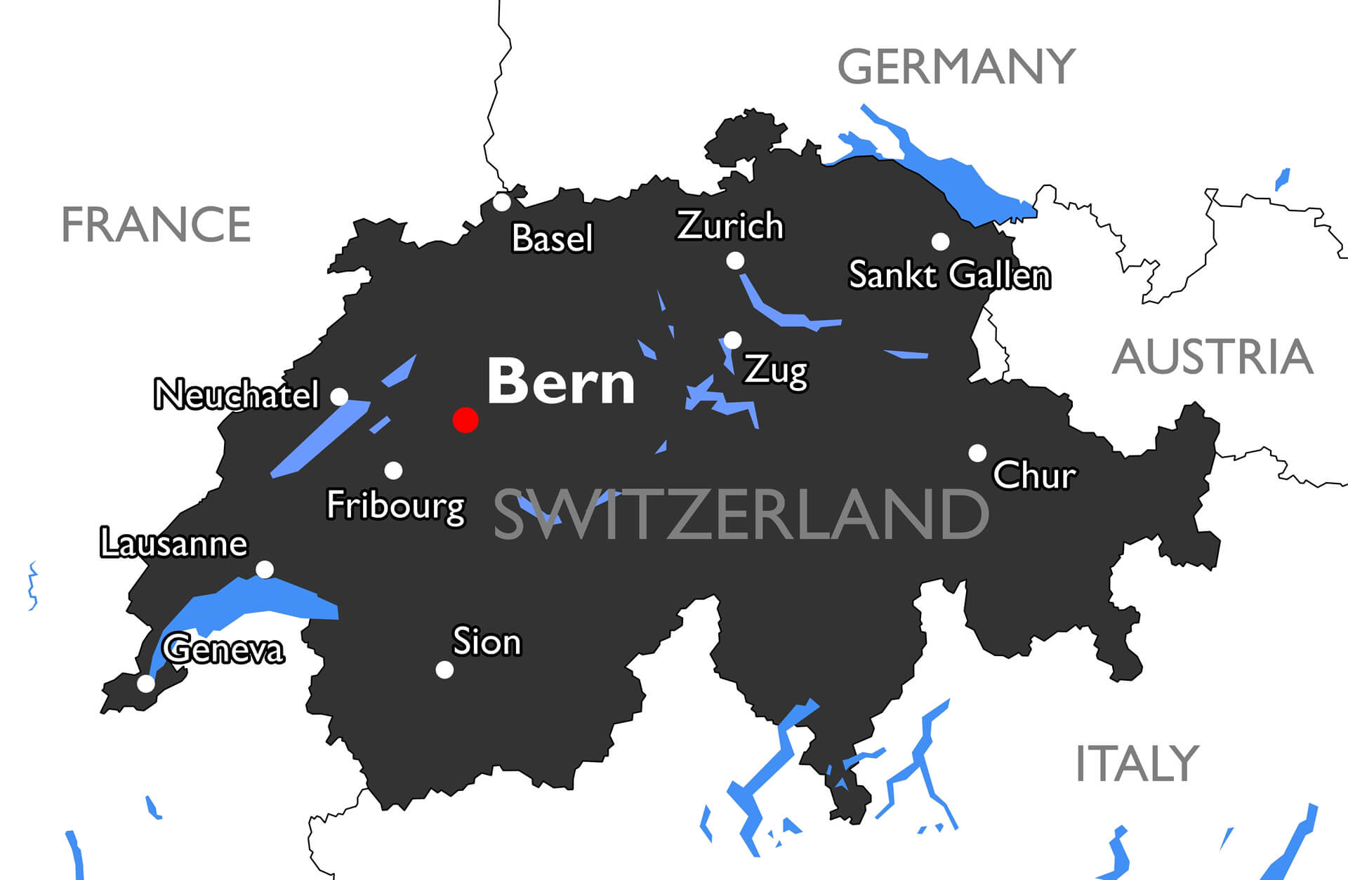 Vektor Detaillierte Farbkarte von Bern in der Schweiz